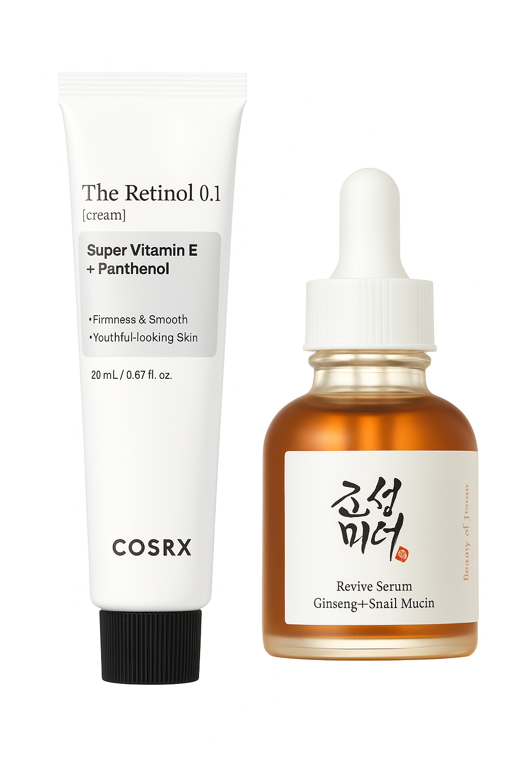 COSRX Crème Rétinol 0.1 + Beauty of Joseon Sérum Revitalisant Ginseng & Mucine d’Escargot